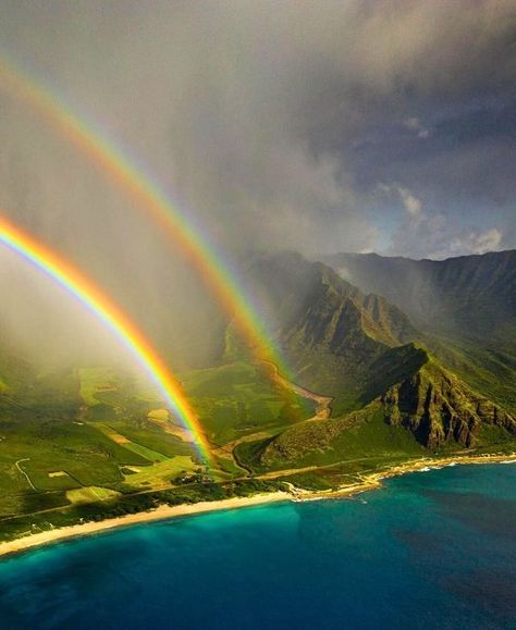 Hawaii Landscape, Hawaii Hula, Hawaii Oahu, Double Rainbow, Aloha Hawaii, Us Destinations, Travel Beach, Oahu Hawaii, Hawaiian Islands