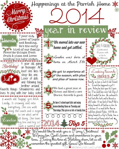 Christmas Letter... Get your FREE "2014 Year in Review" Printable Template Christmas Letter Template Free Printable, Christmas Card Letter Ideas, Christmas Newsletter Template Free, Christmas Letter Ideas, Christmas Letter Template Free, Year In Review Template, Family Newsletter, Live Nativity, Xmas Letter