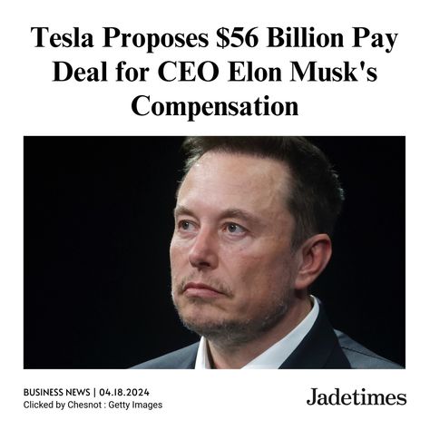 Tesla Proposes $56 Billion Pay Deal for CEO Elon Musk's Compensation —— Tesla seeks approval for Elon Musk's $56 billion pay package, the largest in US corporate history, after a previous rejection. Musk's compensation, tied to Tesla's market value, faces scrutiny. Amid controversies, including safety recalls, Musk's net worth remains high, topping $200 billion. —— Visit the link in our bio. #jadetimes #ElonMusk #BusinessNews Talulah Riley, Market Value, Ex Wives, Elon Musk, Business News, Net Worth, Tesla, History, Quick Saves