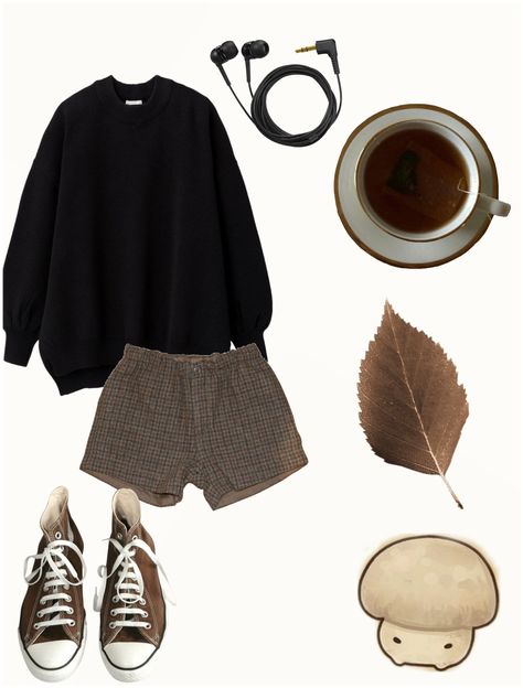 🐈‍⬛ outfit ideas | Dark Academia Shorts, Brown Converse, Outfit Layouts, Dark Academia Outfit, Academia Outfits, Outfit Layout, Outfits With Converse, Dream Style, Dark Academia Aesthetic