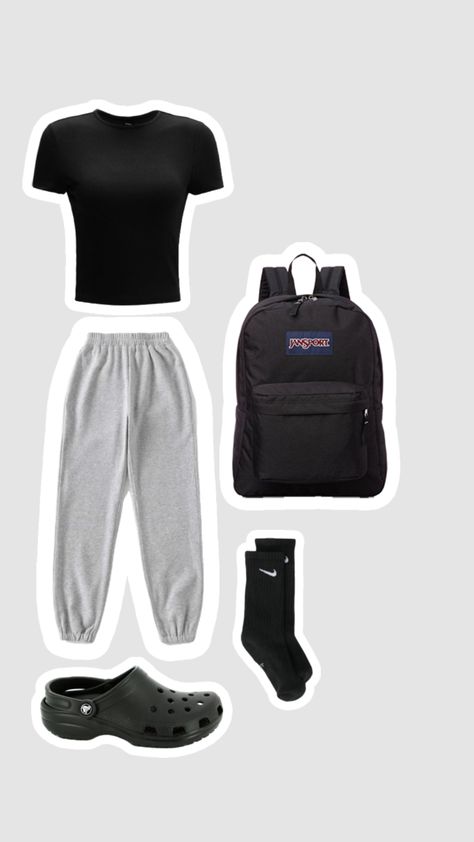 #outfitinspiration#school Outfits For Black Sweatpants, Testing Outfits School, Babysitting Outfit Comfy, What To Wear To School Comfy, Middle School Fits, First Day Of High School Outfits, Testing Outfits, Cute Middle School Outfits, Teen Swag Outfits