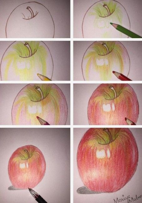 Cupcakes Art Drawing, Drawing Ideas Pencil, Colored Pencil Artwork Ideas, Fruit Art Drawings, Colored Pencil Art Projects, Watercolor Pencil Art, Blending Colored Pencils, Fruits Drawing, Art Fruit