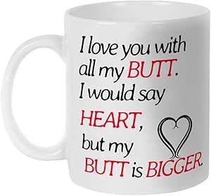 Fatbaby I Love You with All My Butt Funny Coffee Mug, Valentine's Day Birthday Gifts for Husband Boyfriend Him from Wife Girlfriend Her 11OZ Gifts Fir Boyfriend, Creative Gifts For Boyfriend, Sweet Lover, Purple Gift, Best Friends Funny, Birthday Gifts For Husband, Unique Valentines, Funny Coffee Mug, Valentines Day Birthday