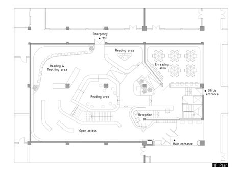 Gallery of Jingshan School Library Renovation / Hui-Yin Design & Research - 27 School Library Layout Floor Plans, Library Floor Plan Layout, School Library Floor Plan, School Library Layout, Library Layout, Library Floor Plan, Library Renovation, Kindergarten Library, Public Library Design