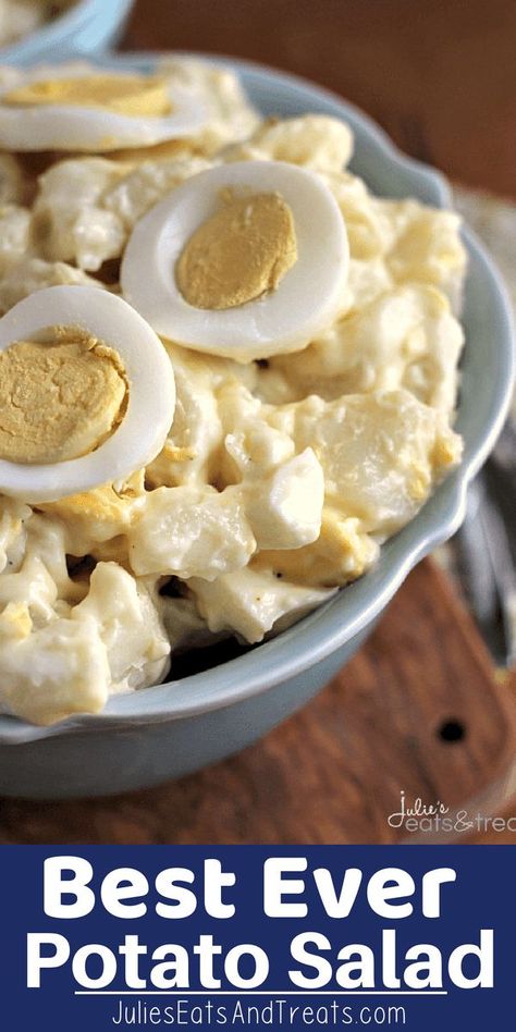 This classic potato salad is the Best Ever Potato Salad! Tender potatoes and hard boiled eggs make this traditional potato salad the BEST basic potato salad recipe around! #potatosalad #salad #potato #recipe #julieseatsandtreats via @julieseats Basic Potato Salad Recipe, Basic Potato Salad, Basic Egg Salad Recipe, Basic Egg Salad, Old Fashioned Potato Salad, American Potato Salad, Best Potato Salad Recipe, Southern Potato Salad, Potato Salad Recipe Easy