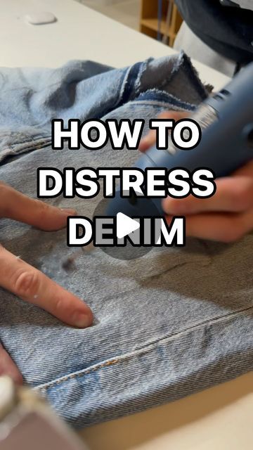 Kiril on Instagram: "How to distress denim🤞🏼🔥 . Some of my followers have asked me to create this tutorial, and I haven’t seen anyone else make a short-form video on how to distress denim. In this video, I cover two methods while also explaining how denim works. I’ve tried to pack in as much value and knowledge as I can in these 1.5 minutes. I hope this video helps someone. Feel free to ask me any questions via DMs or in the comments, and I’ll do my best to respond! . Follow for more content like this🔥 . . . . #denim #sewingtutorial #uniqueclothing #mensstreetwear #archivefashion #tshirtprinting" Distress Jeans Diy Tutorials, Destressing Tips Jeans, How To Make Rips In Jeans, Distressing Denim Jacket Diy, How To Put Holes In Jeans Diy, How To Distress Denim, How To Make Distressed Jeans, How To Distress Jean Jacket, How To Distress Jeans Diy