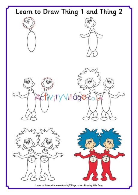 Draw Dr Seuss Characters, Draw Cartoon Characters, Thing One And Thing Two, Dr Seuss Characters, Dr Seuss Classroom, Dr Seuss Activities, Dr Seuss Crafts, Seuss Classroom, Seuss Crafts