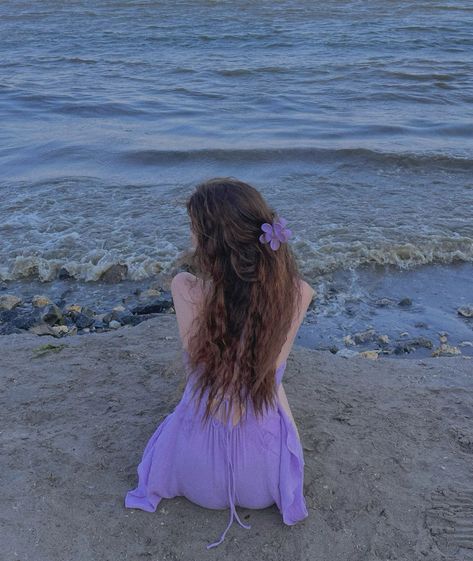 Summer girl💜 -  #Girl #Summer Beach Purple Aesthetic, Purple Aesthetic Outfit, Purple Outfit Aesthetic, Surfer Girl Aesthetic, Outfit Aesthetic Summer, Forest Wedding Ceremony, Surfer Aesthetic, Purple Beach, Loose Midi Dress