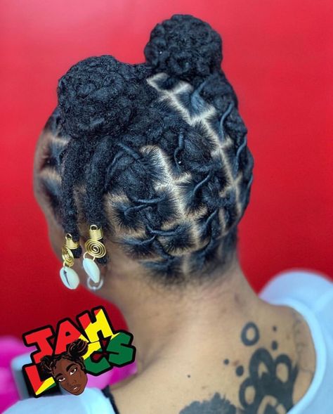 Simple Dreadlock Styles For Women, Short Locs In A Bun, Loc Styles Two Buns, Loc Styles On Short Hair, Kids Dreadlocks Styles, Latest Dreadlocks Styles 2023, Dreadlock Buns Black Women Dreads, Easy Loc Styles Short, Loc Knot Bob Dreads Black Women