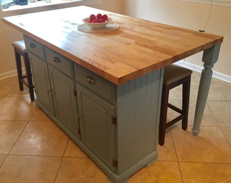 Diy Island In Small Kitchen, Turning Dresser Into Kitchen Island, Kitchen Table With Cabinets Underneath, Small Kitchen Island Table Ideas, Small Diy Kitchen Island, Diy Kitchen Island With Cabinets, Creative Kitchen Islands, Kitchen Islands Diy, Small Kitchen Island Ideas Diy