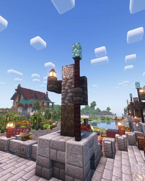 Minecraft Lantern, Minecraft Statue, Cottage Castle, Minecraft Statues, Minecraft City Buildings, Statue Design, Small Statue, Minecraft Structures, Bangunan Minecraft