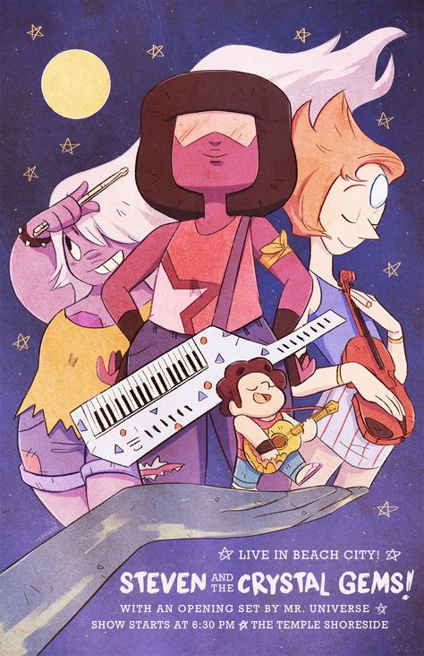 Steven Universe Poster, The Crystal Gems, Band Poster, Cartoon Posters, Poster Room, Steven Universe Fanart, Vintage Poster Art, Anime Wall Art, Band Posters