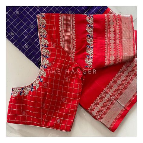 The Hanger on Instagram: “The wedding edit #designerblouses #zardosiwork #designerblouse #blousedesign #zardosi #weddingblouse #bridalblouses #blousedesigns…” Checked Saree, Blouses Pattern, Maggam Designs, Blouses Work, Maggam Blouse, Wedding Edit, Blouse Works, Boat Neck Blouse Design, Cotton Blouse Design