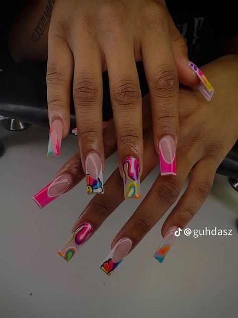 Cute Nail Sets, Cute Pink Nails, Colorful Nail, Colorful Nails, Nail Sets, Cute Nail, Flower Nail, Cute Pink, Pink Nails