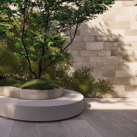 To create movement and flow in this rear courtyard, and to make it feel more generous than it really is, we have proposed a sweeping lounge seating/layered planter. The courtyard sits predominantly atop a basement below so this allows us to bring the garden into areas that would otherwise remain hard surfaces. #landscapedesign#gardendesign#courtyard#melbournegarden#luxuryresidence#alfresco The Courtyard, Garden Seating, Lounge Seating, Landscape Design, Basement, The Garden, House Interior, Arch, To Create