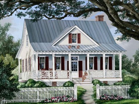 063H-0208: Narrow Lot Country House Plan Offers Covered Front Porch Country Farmhouse House Plans, Southern Style House Plans, Farmhouse Style House Plans, Country Style House Plans, Country House Plan, Traditional House Plans, Cottage Plan, Farmhouse House, House Plans Farmhouse