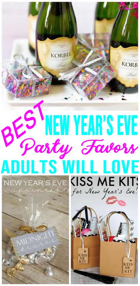 New-Years-Eve-Party-Favors-Adults New Years Goodie Bags, Dinner Party Favors, New Year's Eve Countdown, Kids New Years Eve, Cheap Party Decorations, Winter Printables, Party Favor Ideas, Teacher Leader, Party Favors For Kids