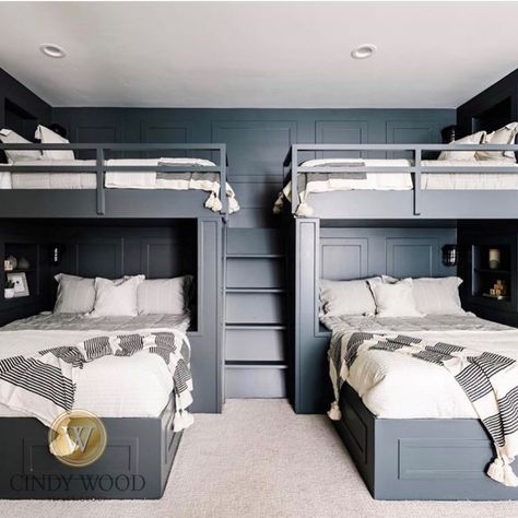 Bunk Room Ideas, Bunk Bed Room, Bunk Bed Rooms, Queen Bunk Beds, Bunk Beds Built In, Built In Bunks, Bunk Rooms, Bunk Beds With Stairs, Bunk Bed Designs