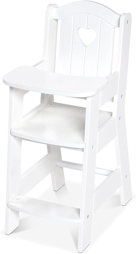 Amazon.com: Melissa & Doug Play High Chair - Pretend Play High Chair Baby Doll Accessories,White : Toys & Games Doll High Chair, Play Beds, Wooden High Chairs, Toddler Table, Baby Doll Accessories, Melissa And Doug, Melissa & Doug, White Chair, Wooden Design