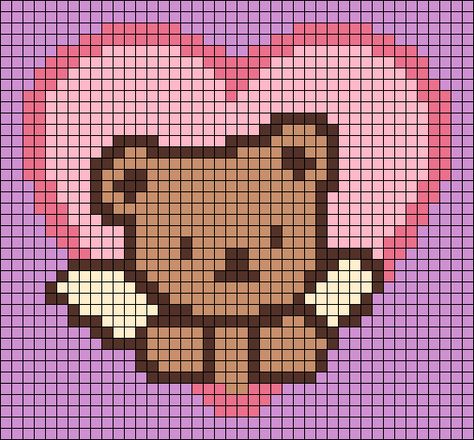 Alpha pattern #83520 variation #251843 | BraceletBook Clothing Sewing Patterns Free, Animal Heart, Cross Stitch Beginner, Crochet Tutorial Pattern, Graph Crochet, Easy Pixel Art, Pixel Art Templates, Bear Cute, Pixel Crochet