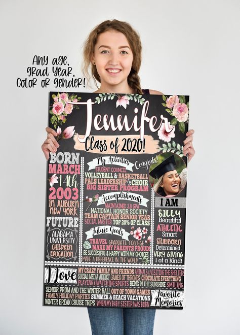 Grad Party Signs, Graduation Gifts For Girls, Girl Graduation Party, Floral Graduation Party, Graduation Chalkboard, Graduation Boards, Graduation Invites, Senior Graduation Party, Graduation Poster