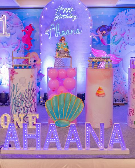 Ahaana Turns One ! . A Mermaid Themed Under Water Birthday Party for our cute little Ahaana ! . @ahaana.balaji @deepak.balaji @poulami__saha . @ar.wind_ . It was an underwater themed Mermaid birthday party we had hand curated for our lil Ahaana ! . She was a bundle of energy and she was so so vibrant and her aura matched the audience and it was an amazing experience ! . A sneak peak into the decor we had hand curated for our cute Ahaana ! . #reels #reelsinstagram #reelsvideo #reelsvi... Under Water Theme Party Decoration, Under Water Birthday Party, Water Birthday Party, Water Theme Party, Water Birthday Parties, Water Birthday, Mermaid Theme, Happy 1st Birthdays, Mermaid Birthday Party