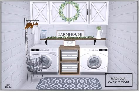 Modern Laundry Room, Landry Room, Los Sims 4 Mods, Laundy Room, Industrial Wall Shelves, Modern Laundry, Cc Mods, Modern Laundry Rooms, Sims 4 House Design