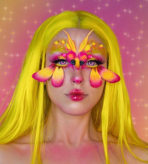 Rosy Maple Moth Aesthetic, Moth Makeup, Maple Moth, Rave Aesthetic, Rosy Maple Moth, Y2k Alt, Fairy Festival, Moth Art, Stage Makeup