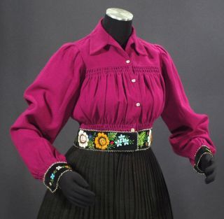 POLISH folk costume dress Lowicz ethnic dance striped skirt peasant on PopScreen Polish Folk Costume, Scottish Costume, Polish Folk, Redwork Embroidery, Beaded Jacket, Folk Embroidery, Purple Blouse, Purple Fabric, Peasant Dress