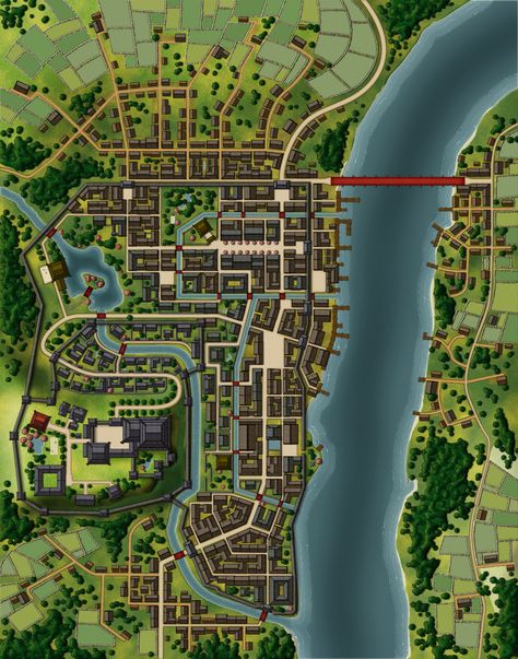 Dnd Japanese City Map, Japanese City Layout, Dnd Japanese Map, Japanese Battlemap, Japanese Town Layout, Japanese Fantasy City, Japanese Cities, Fantasy Town Map, Japanese City