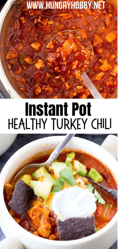 The BEST Ever Instant Pot Turkey Chili Recipe Turkey Chili Instant Pot, Instant Pot Turkey Chili, Turkey Chili Recipe Crockpot, Healthy Chili Recipe Turkey, Framed Recipes, Turkey Meals, Delicious Chili Recipe, Instant Pot Turkey, Turkey Chili Recipe