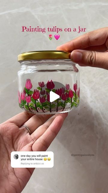 Mariyam♡ | Tulips are my absolute favourite to paint🌷🫶🏻 . Acrylics from @akanksha_colours  . . . . . . (Jar painting bottle jar painting tulips... | Instagram Tulips Painting Acrylic, Jar Painting, Acrylic Painting Diy, Tulip Painting, Painted Jars, Bottle Painting, Indian Designer, Bottle Art, Designer Wear