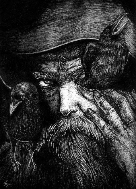 Dramatic painting of Odin and his ravens by Marcela Badolatto  #odin #ravens Gods #norsemythology  #vikinginspired #thevikingway Odin Allfather, Odin Norse Mythology, Arte Viking, Art Viking, Vikings Tattoo, Symbole Viking, Norse Gods, Odin's Ravens, Germanic Tribes