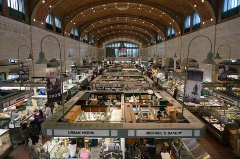 Cleveland's West Side Market. Ohio's local merchants are hoping 2017 is a banner year for small business. Cleveland West Side Market, Setting The Mood, Best Seafood Restaurant, Ohio Travel, Public Bath, Food Hall, Cleveland Ohio, West Side, Food Tours