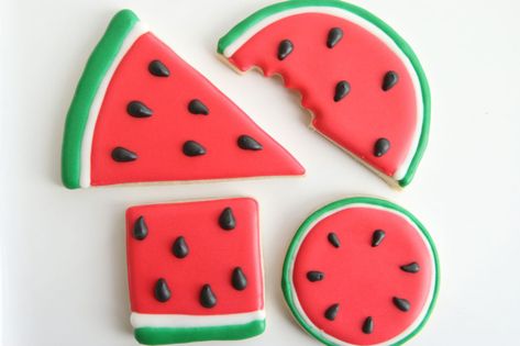 Watermelon Sugar Cookies | Rebecca Cakes & Bakes Watermelon Decorated Cookies, Watermelon Cookies Decorated, Watermelon Birthday Party Decorations, Watermelon Sugar Cookies, 4th Of July Watermelon, Red Velvet Truffles, Specialty Cookies, Summer Sugar Cookies, Watermelon Cookies