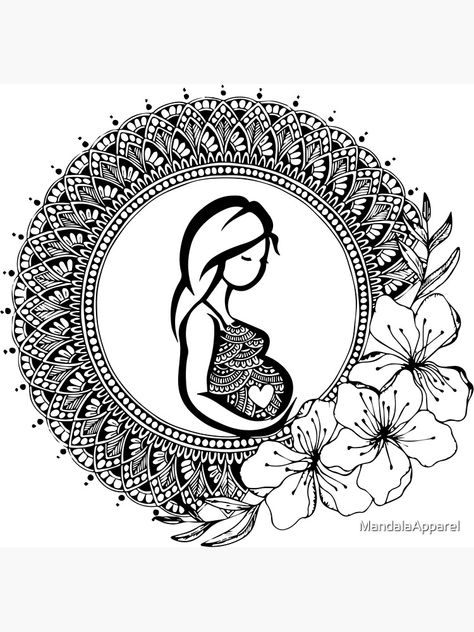 Pregnancy Art Drawing, Pregnancy Painting, Pregnancy Drawing, Mandala Arts, Belly Art, Doddle Art, Easy Mandala, Pregnancy Art, Easy Mandala Drawing