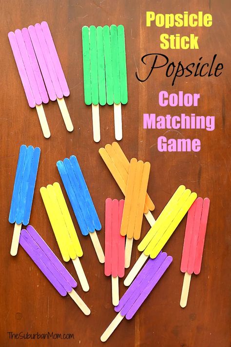 Enjoy summer's simple pleasures with a DIY Popsicle Stick Popsicles color matching game and craft with a popsicle made from Juicy Juice. #popsiclestickcrafts Popsicle Crafts For Preschoolers, Activities For 3 Yrs Kids, Popsicles Craft, Matching Games For Toddlers, Popsicle Stick Crafts For Kids, Game For Toddlers, Diy Popsicle, Popsicle Crafts, Juicy Juice