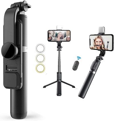 Amazon has this awesome Selfie Stick for 50% off by when using promo code AAJNJ5VX + 10% coupon until 12/01/2021 11:59PM PDT or while supplies last. Phone Tripod, Selfie Ring Light, Iphone Black, Camera Tripod, Bluetooth Remote, Fill Light, Happy Holiday, Selfie Stick, Phone Stand