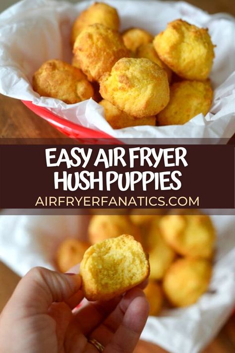 Gf Hush Puppies Gluten Free, Hush Puppies Recipe Air Fryer, Hush Puppies Air Fryer, Air Fryer Hush Puppies, Air Fryer Hush Puppies Recipe, Hush Puppies Recipe Jiffy, Baked Hush Puppies, Easy Hush Puppy Recipe, Air Fryer Recipes Chicken Tenders