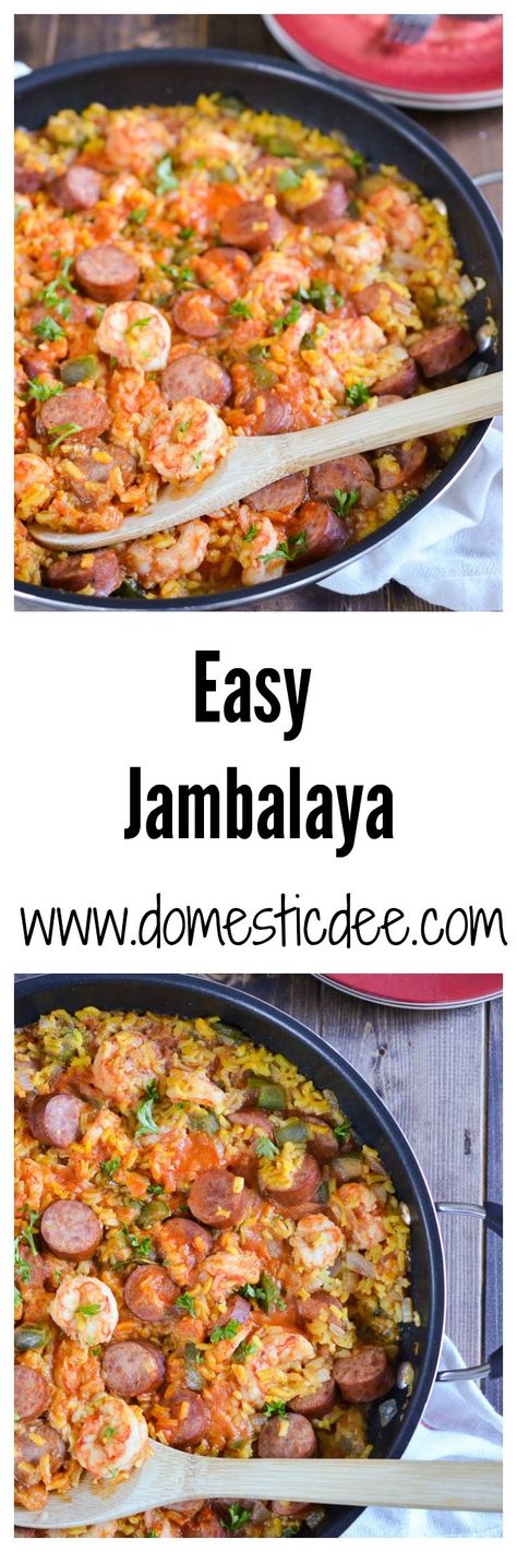 Easy Jambalaya Recipe-This easy jambalaya recipe is a classic dish of Louisiana. It contains turkey smoked sausage, shrimp, and rice with a ton of flavor all while still being an easy jambalaya recipe to make for your family. Turkey Smoked Sausage, Easy Jambalaya Recipe, Easy Jambalaya, Turkey Smoked, Jambalaya Recipe Easy, Sausage And Rice, Sausage Shrimp, Jambalaya Recipe, Shrimp And Rice