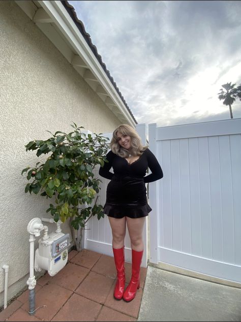 Red leather boots