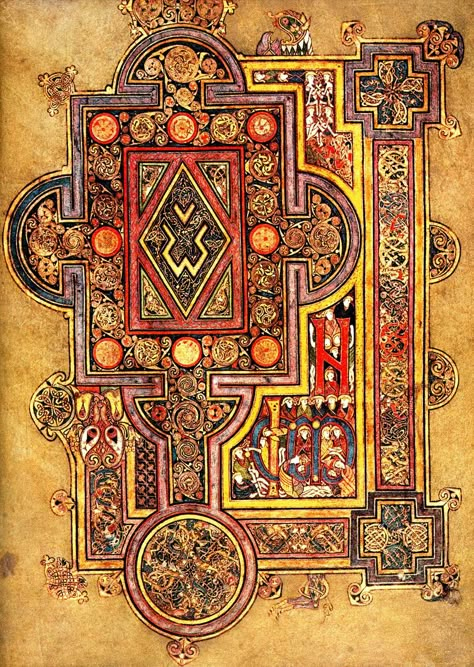 The Book Of Kells The Book Of Kells, Illustrated Manuscript, Gospel Of Luke, Alfabet Letters, Book Of Kells, Ancient Books, Book Of Hours, Celtic Knotwork, Medieval Manuscript