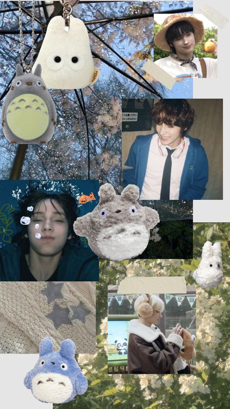 #hueningkai #kai #txt #tomorrowbytogether #moa #kpop #aesthetic #studioghibli #totoro #wallpaper Txt Animal Characters Wallpaper, Huening Kai Collage, Txt Hueningkai Cute, Txt Hueningkai Wallpaper, Txt Wallpaper Aesthetic, Huening Kai Wallpaper, Totoro Wallpaper, Heuning Kai, Txt Kai