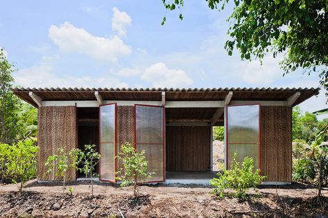 addressing vietnam's need for low-cost housing, vo trong nghia architects has developed a dwelling that can be built for the modest sum of $4,000 USD. Chevron Pattern Wallpaper, Vo Trong Nghia, Low Cost Housing, Passive Design, Precast Concrete, Farm Design, Social Housing, Natural Ventilation, Design Strategy