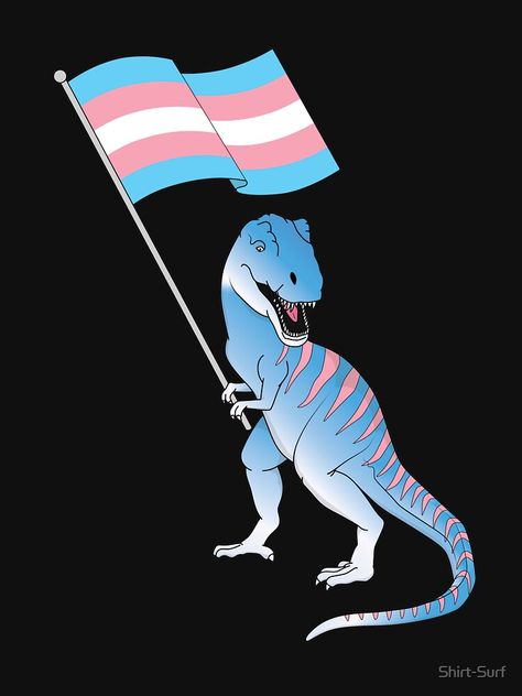 "Trans Dinosaur Pride Flag LBGT+ Gay Lesbian T-Rex Rainbow " T-shirt by Shirt-Surf | Redbubble Ftm Humor, Trans Dinosaur, Lgbtq Dinosaur, Gay Dinosaur, Trans Art, Trans Boys, Pride Art, Rainbow T Shirt, Trans Pride