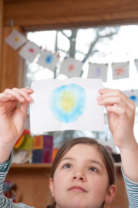 This activity encourages visitors to explore materials through paper chromatography. This process highlights the properties of different pigments blended together in a marker by creating a colorful chromatogram. Can participants solve the mystery of which ink came from which marker? Paper Chromatography, Chemistry Activities, Chemistry Kit, Self Efficacy, Chemistry, Encouragement, Highlights, Color