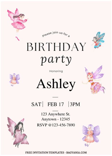 Fairy Princess Party, Fairy Invitations, Pirate Invitations, How To Make Invitations, Baby Daughter, Disney Invitations, Birthday Disney, Free Invitation Templates, Cartoon Tv Shows