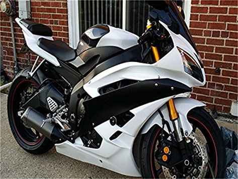 PRICES MAY VARY. [1] Injection Mold Fairing Set Fit For: Yamaha 2006 2007 YZF R6 [2] Material and Paint Job: Being made of strong, durable ABS plastic. Paint job: 3-5 layers of clear coats applied. [3] Packing: Each piece is packed individually with polyfoam, and each set of fairing is packed in 7-Layers extra strong carton. [4] Installation and Fitment: Correct tabs and pre-drilled holes to ensure easy and quick installation; Only compatible with original motorcycle [5] Custom Fairing Design: I Custom Sport Bikes Motorcycles, Ghost Bike, White Bike, White Motorcycle, Custom Sport Bikes, Bike Aesthetic, Job 3, Motorbike Design, Crotch Rocket