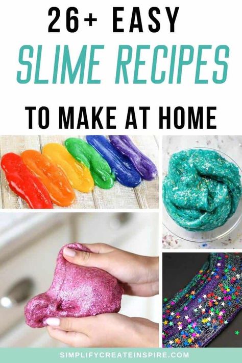 Kids love slime! It's one of those super gross activities that can keep them entertained for hours! Learn how to make your own slime at home with loads of seriously cool homemade slime recipes for kids. Plus some fun play ideas to keep them entertained... beyond making fart noises! These easy slime recipes for kids are sure to bring hours of fun! Slime With Glue, Make Slime At Home, Diy Stressball, Cool Slime Recipes, Homemade Slime Recipe, Fluffy Slime Recipe, Sticky Slime, Slime Ideas, Glue Slime