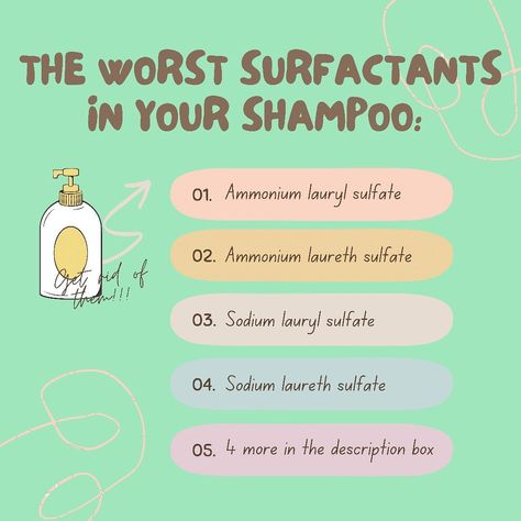 Jovani | Natural hair growth on Instagram: “🤯Worst Surfactants in your Shampoo 🧴 (Save this post for when you’re shopping your hair products,😜these names are complicated 😢) Shampoos…” Fast Hair Growth Oil, Hair Growth Secrets, Sodium Lauryl Sulfate, Natural Hair Community, Curly Hair Routine, Natural Haircare, Hair Growth Oil, Natural Hair Growth, Hair Growth